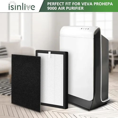 Vista 3 de Filtros de repuesto HEPA 9000 de ProHEPA compatibles con VEVA ProHEPA 9000 Air Pur ifiers, 2 filtros HEPA + 8 filtros de carbón activado
