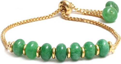 Vista 12 de Gempires - Pulsera de cuentas redondas naturales, chapada en oro amarillo de 14 quilates, joyería hecha a mano, pulseras ajustables para mujer