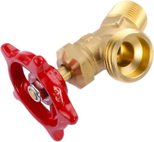 Vista 4 de Manguera de válvula de parada de codo de 65 grados para patio trasero de latón macizo Bibb Soldadura NPT rosca macho de 1/2 pulgada a MHT 3/4