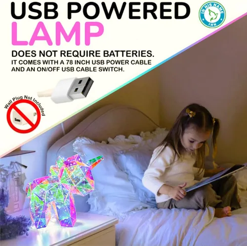 Vista 3 de In His Name Luz nocturna LED de unicornio para niñas y niños, lámpara mágica colorida para habitación de niñas, lámpara de noche de primera calidad
