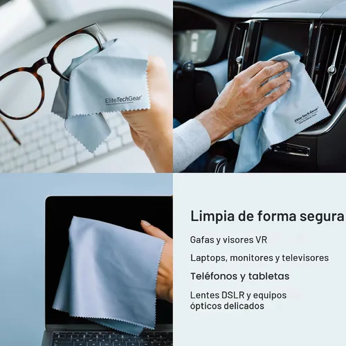 Vista 5 de Elite Tech Gear Kit de Cuidado Óptico, de Pantalla y Lentes - Aerosol de 3 Piezas (2x4oz+1oz) con 2 Paños de Microfibra - Solución para Anteojos Sin