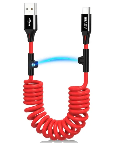 Vista 16 de AGVEE Cable de carga corto USB-C a Lightning en espiral de 1.5 pies [certificado MFI] Cable de carga rápida PD de 30 W en el automóvil para iPhone