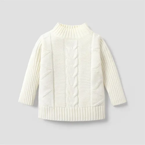 Vista 2 de PATPAT Baby Pullover Turtleneck Knitted Sweater Long Sleeve Solid Color Infant Fall Winter Warm Clothes