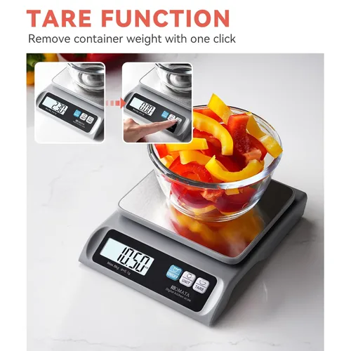Vista 7 de BOMATA Báscula de alimentos de 0.00 oz/ 13 libras, báscula digital de cocina con bandeja de acero inoxidable extraíble, pantalla LCD retroiluminada