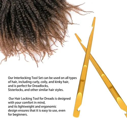 Vista 2 de Herramienta de entrelazado, para rastas Microlock, herramientas de reapriete sin esfuerzo para rastas y hermanas, peinados, agujas de ganchillo