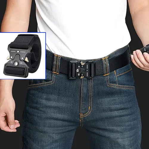 Vista 4 de AngelReally Quick Release Tactical Belt for Men, Military Style Nylon Web Belt Accessories with Quick-Release Waistband