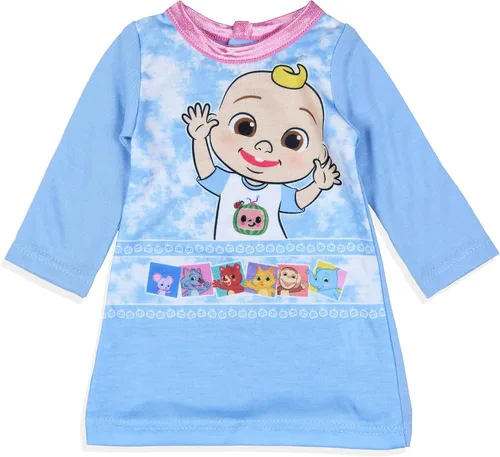 Vista 6 de Komar Kids CoComelon - Camisón de personaje JJ para niñas pequeñas con vestido de muñeca a juego, Azul bebé