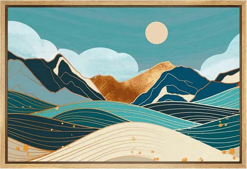 Vista 29 de SIGNFORD Impresión en Lienzo Enmarcado Arte de Pared Luna de Medianoche Cactus Desierto Duna Naturaleza Vida Silvestre Ilustraciones Decorativas