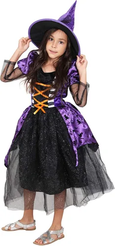 Vista 2 de Disfraz de bruja para niñas, juego de lujo de cuento de hadas de Halloween