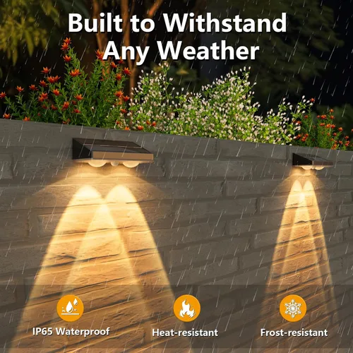 Vista 4 de NIORSUN - Luces solares para valla, paquete de 8 luces solares para terraza, color blanco cálido, bombilla impermeable para exteriores LED IP65