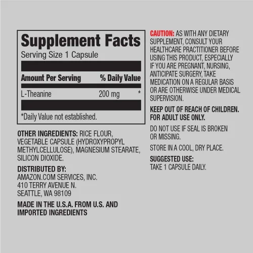 Vista 2 de Amazon Elements Teanina 200mg 60 Cápsulas