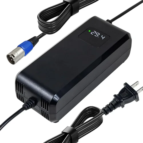 Vista 8 de Cargador de batería de ácido-plomo de 24V 4A con conector XLR macho de 3 pines para batería de plomo GLE AGM de 24 voltios, adaptador de carga