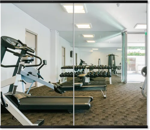 Vista 24 de Delma Espejo de gimnasio en casa, 48 x 24 x 2 unidades, vidrio templado grande de cuerpo completo, sin marco, montado en la pared para gimnasio