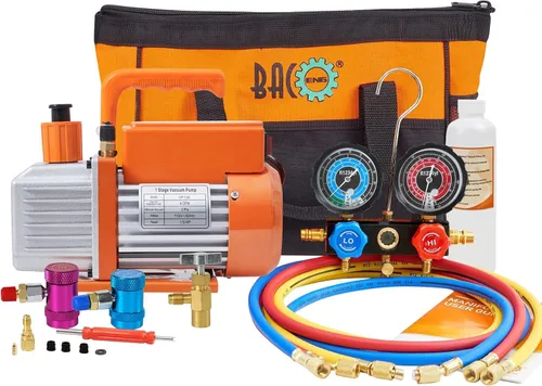 Vista 8 de BACOENG Juego de bomba de vacío y medidor de aire acondicionado de 4 CFM, bomba de vacío HVAC con detector de fugas para refrigerantes R134a R410a