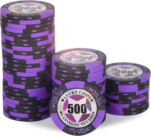 Vista 13 de ORIENGEAR Professional Poker Chips, 50 Pcs 14 Gram Composite Chips with Clear Denominations, Numbered Casino Chips for Blackjack, Roulette & Poker