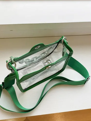 Vista 8 de Bolsa transparente para mujer, bolsa de concierto, aprobada para estadios, bolsa transparente de hombro, bolsa cruzada, bolsa de regalo