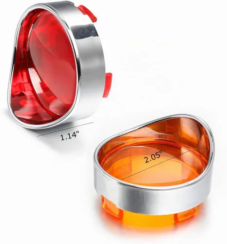 Vista 2 de NTHREEAUTO Cubierta de lente de señal de giro con visera cromada compatible con Harley Dyna Fatboy Softail Road Glide ámbar+rojo (amber+red)