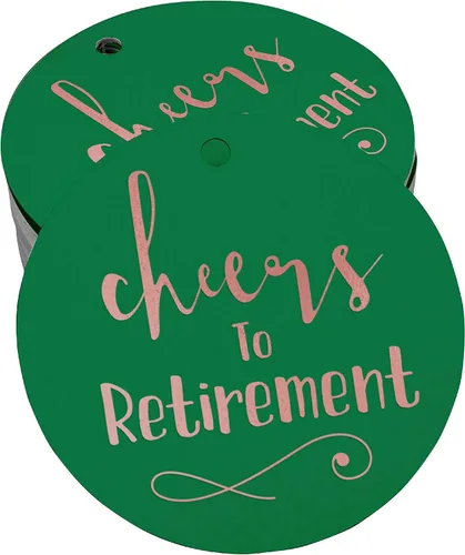 Vista 36 de Etiquetas de papel para colgar con texto en inglés "Cheers to Retirement Wall" (50 unidades)