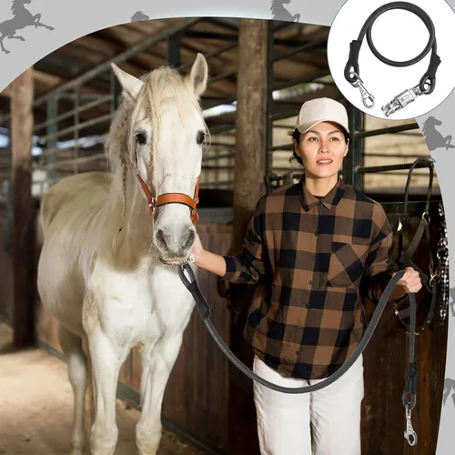 Vista 7 de Riakrum 4 lazos elásticos para remolque de caballo con cierre rápido, color Negro