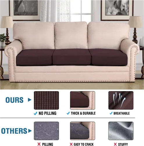 Vista 134 de H.VERSAILTEX - Fundas elásticas para cojín de sofá individual, fundas de asiento para silla de sofá, protector de cojín con tejido jacquard de sarga