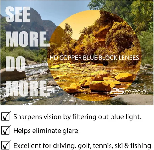 Vista 6 de proSPORT BIFOCAL - Lentes de sol para hombres y mujeres, bloqueo de luz azul, lente ámbar HD, semisin montura envolvente, conducción de golf