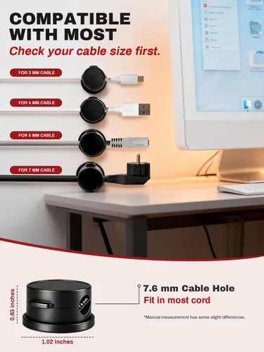 Vista 5 de Paquete de 10 soportes magnéticos giratorios con caja, clips giratorios de 360° para mesita de noche, con adhesivo fuerte sin residuos