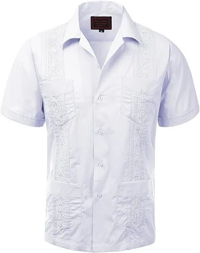 Vista 8 de Maximos Men's Short Sleeve Button-up Cuban Guayabera Dress Shirt