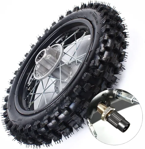 Vista 4 de 80/100 Rueda trasera de 12 pulgadas con disco de freno y disco de engranajes, neumático trasero para motocros/pit bike/Monkey