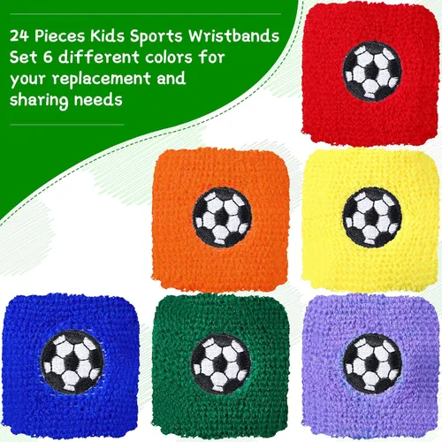 Vista 4 de Zomiboo 24 Pieces Kids Sweatbands, Children's Athletic Wristbands, Sports Party Favors for Sports Birthday Party