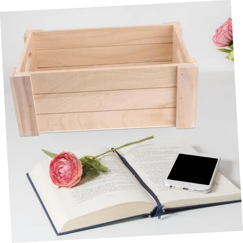 Vista 6 de Diseño de madera mediana de la vendimia de la cesta del almacenamiento de la caja de la tabla