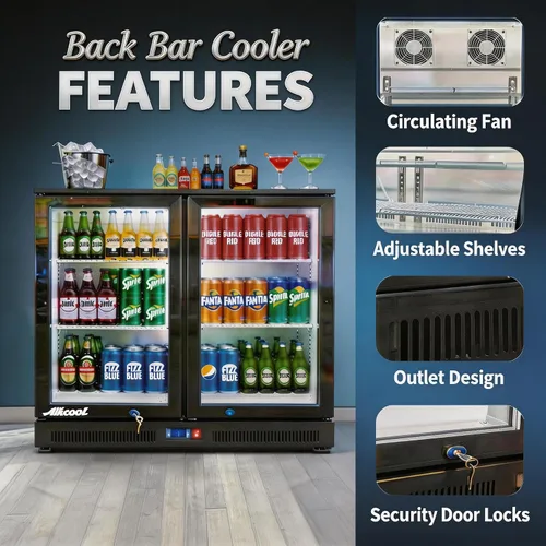 Vista 5 de Enfriador de barra trasera para debajo de la encimera, refrigerador de bebidas de 7.5 pies cúbicos, refrigerador bajo encimera, 2 puertas de 36