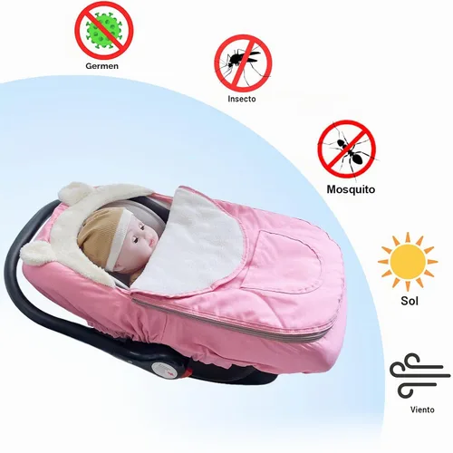 Vista 2 de Funda de asiento de automóvil para bebés, funda de asiento de automóvil de invierno para niños y niñas, mantiene al bebé caliente y acogedor, funda