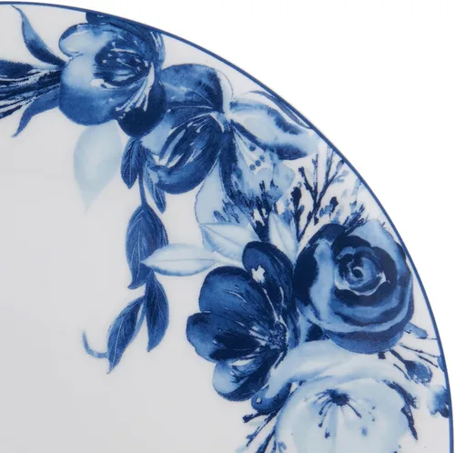 Vista 3 de Mikasa Darcy Bone China - Juego de vajilla ligera de porcelana Bone China de 12 piezas resistente a astillas, servicio para 4, azul y blanco