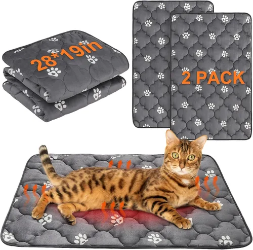 Vista 12 de BEAUTYZOO Cama para Gatos Autocalentable, Paquete de 4 Camas Calentadas para Gatos, Almohadilla de Calentamiento de Lámina Térmica de Felpa Extra