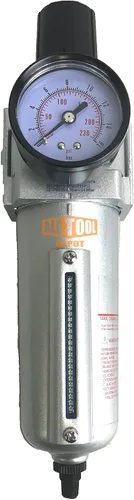 Vista 8 de Regulador de filtro de aire comprimido en línea NPT de 1 pulgada NPT SUPER DUTY Combo Piggyback, cuenco de metal, elemento de 5 micrones, ajustable