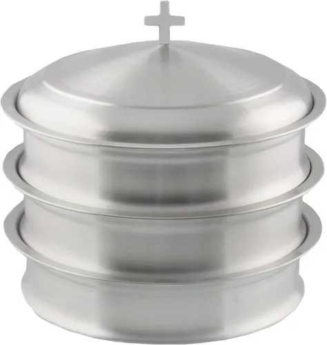 Vista 8 de Bandeja de comunión para iglesia con tapa, acero inoxidable, juego de 3 Latón/dorado brillante