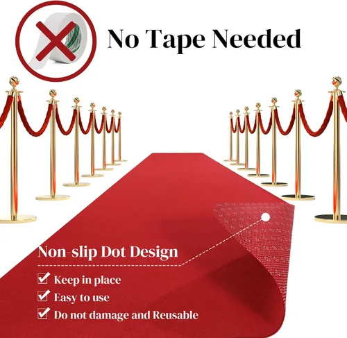 Vista 8 de HOMBYS Alfombra roja de 350 GSM para fiestas y eventos, alfombra antideslizante de 2.6 x 10 pies para decoración de propuestas y bodas, Hollywood
