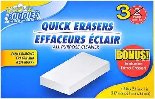 Vista 2 de Quick Erasers - Esponjas de limpieza mágicas multiusos, paquete de 3 – Elimina las marcas de crayón y rasguños