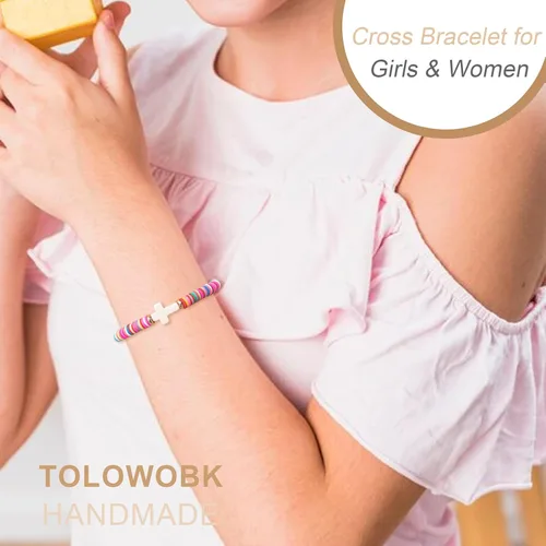 Vista 34 de Regalos navideños para niños, niñas adolescentes, mujeres, linda pulsera de cruz para niñas, regalos de Navidad cristianos para mujeres, ideas