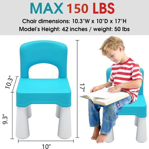 Vista 2 de burgkidz Silla de Plástico para Niños Pequeños, Silla para Niños Duradera y Ligera, Asiento de 9.3" de Altura, Uso en Interiores o Exteriores