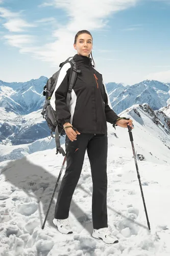Vista 7 de PERSIT Pantalones de senderismo para mujer, impermeables, resistentes al viento, con forro polar