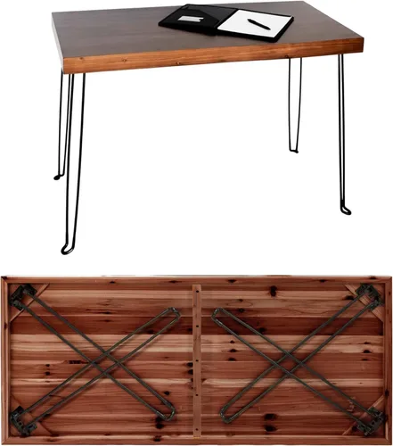 Vista 10 de Sleekform Mesa plegable de madera – Escritorio plegable portátil – Escritorios plegables fáciles de montar para espacios pequeños – Mesas