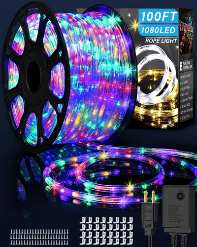 Vista 7 de Guirnalda de Luces para Exteriores Impermeables de Navidad 30.5m 720 LED, Luces de Tubo Conectables y Flexibles, Luces de Cadena de Iluminación