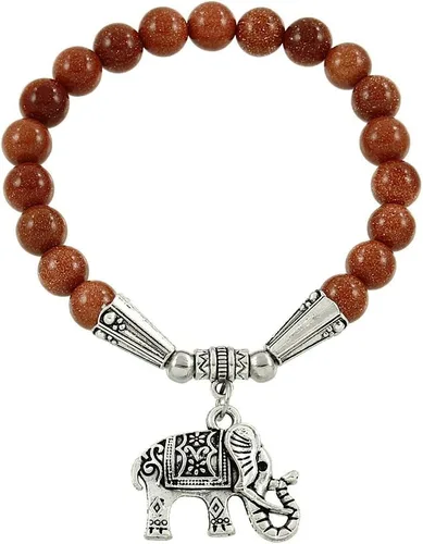Vista 11 de Falari brazalete de piedras naturales de amuleto de elefante
