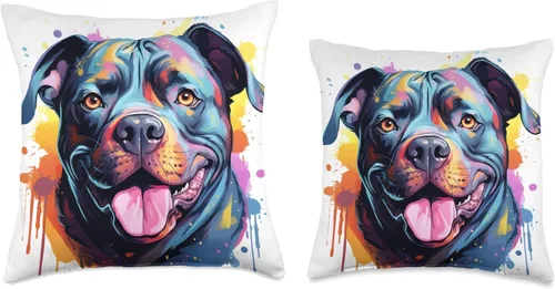 Vista 3 de American Bully Geschenke & Gassi Bekleidung American Bully - Cojín de diseño de retrato a color, 16 x 16 pulgadas, multicolor