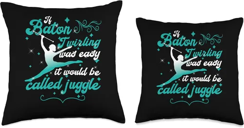Vista 3 de If baton twirling was easy - majorette baton twirler Throw Pillow