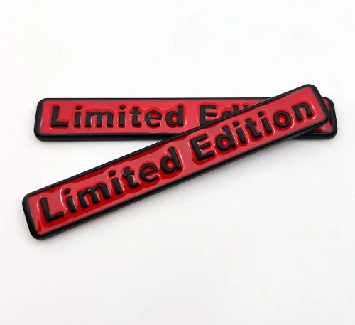 Vista 7 de 2 calcomanías de metal 3D de edición limitada con logotipo de alta calidad para guardabarros laterales de automóvil, calcomanías para maletero rojo