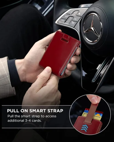Vista 5 de SERMAN BRANDS - Billetera sencilla de cuero genuino con bloqueo RFID para hombre, billetera delgada con bolsillo frontal y clip para dinero