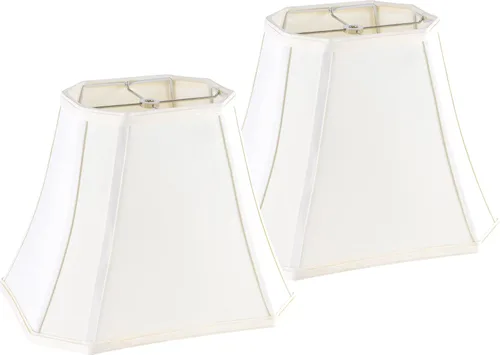 Vista 19 de GO&SO Pantalla de lámpara de esquina de corte cuadrado, 8x14x11 pulgadas, pantalla mediana para lámpara de mesa beige, tela natural hecha a mano