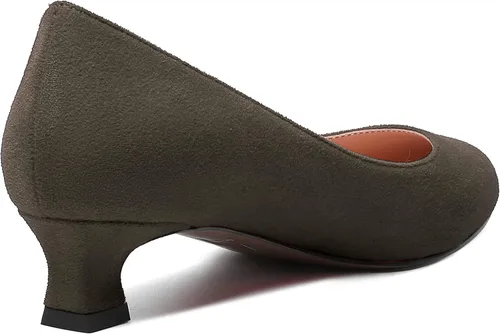 Vista 5 de MERRORI Zapatos de vestir de gamuza para mujer, de tacón bajo, de tacón bajo, de color liso, casual, para oficina, gatito, de 1.5 pulgadas